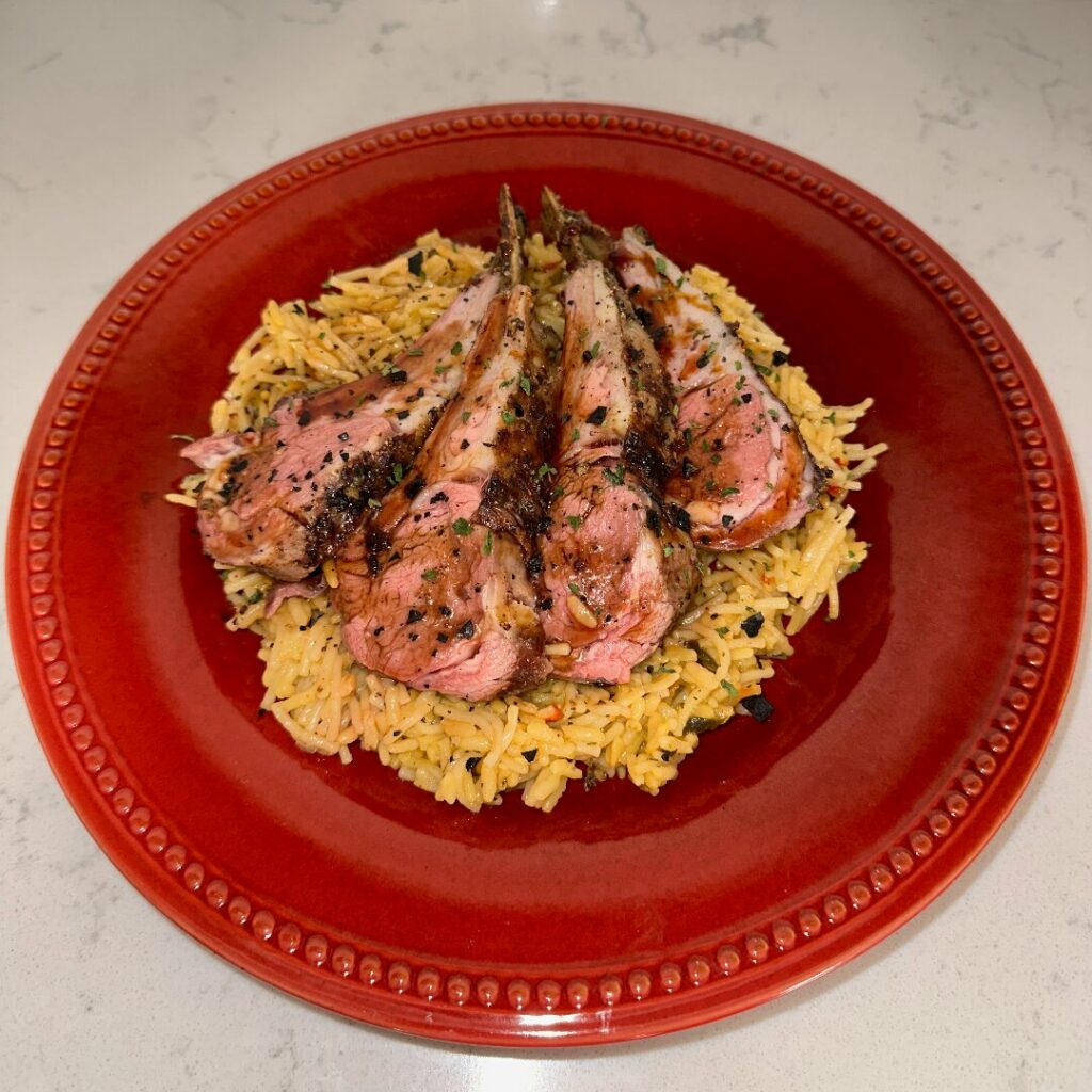 Slow Grilled Rack of Lamb with Pomegranate Molasses Recipe