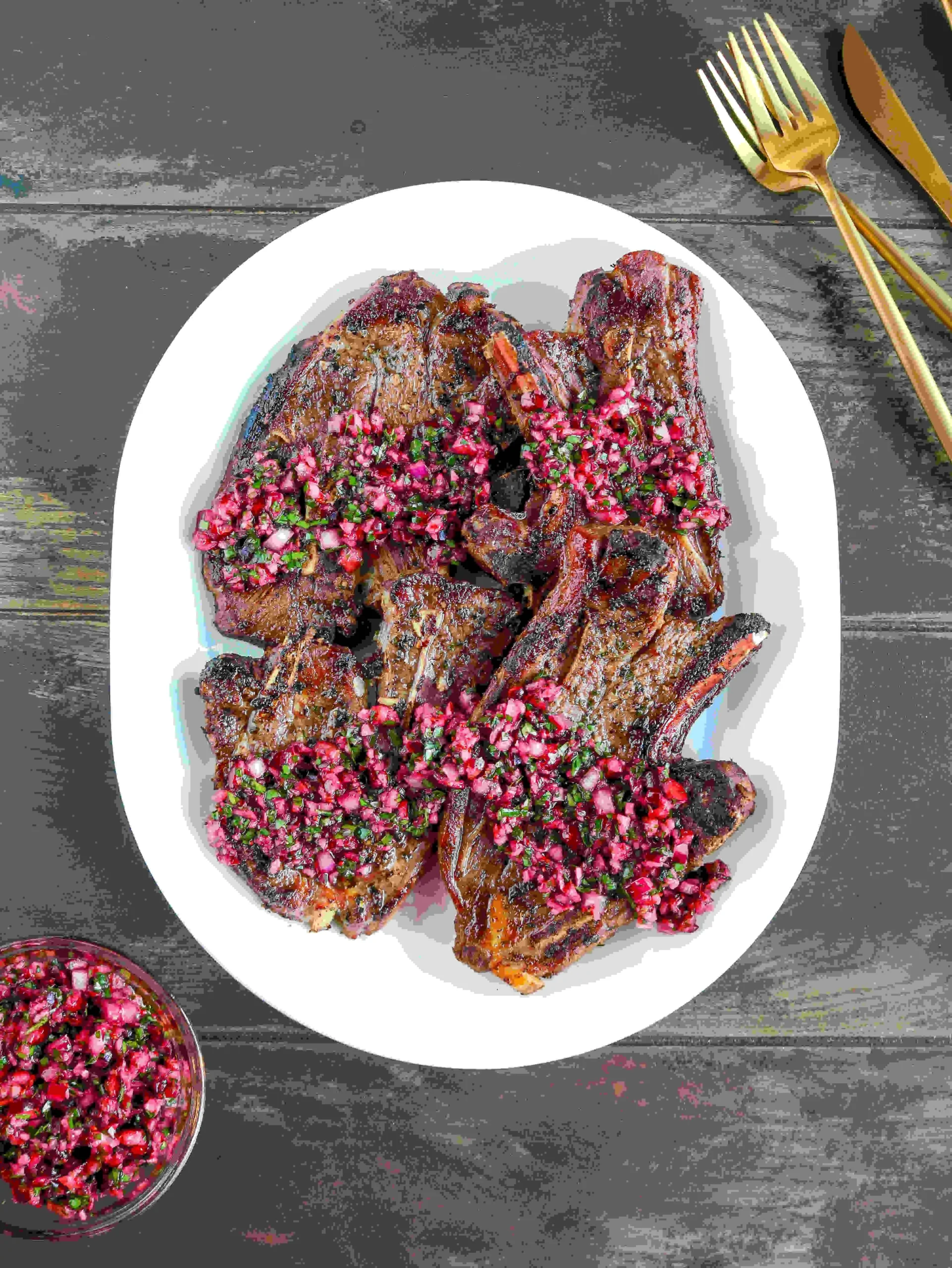 Lamb Shoulder Chops with Cranberry Chimichurri Recipe