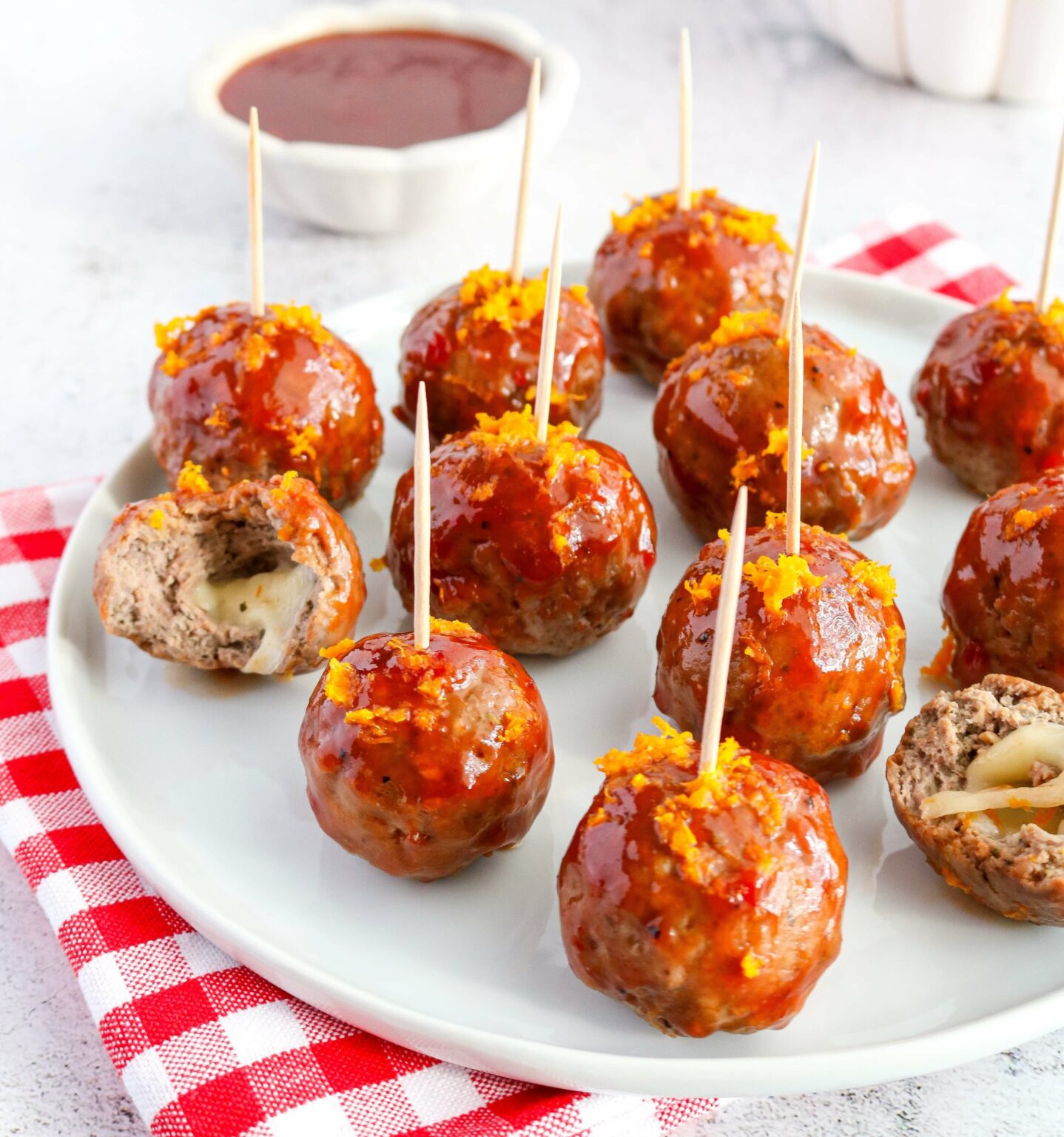 Cheese Stuffed Meatballs with Cranberry BBQ Sauce New Zealand Spring Lamb